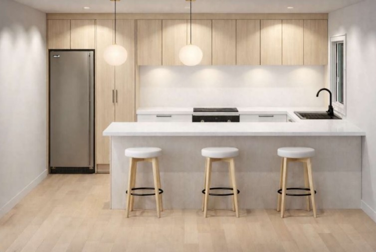 Kitchen — stone benchtop and full appliances
